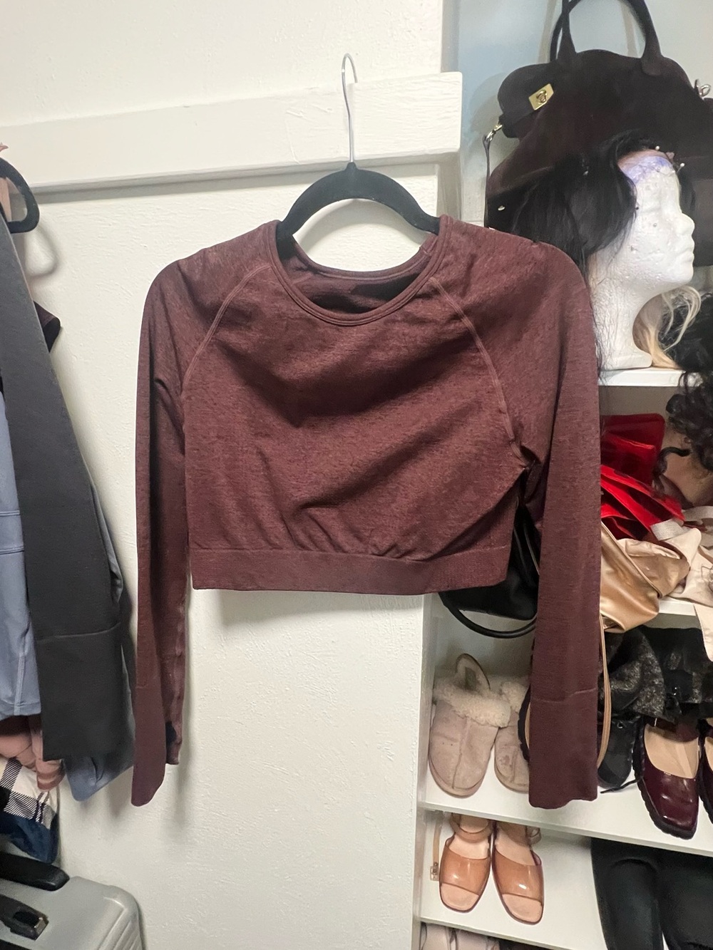 Gymshark Burgundy Long Sleeve Cropped Top